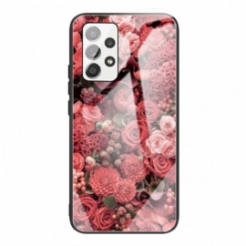 Deksel Til Samsung Galaxy A53 5G Rose Blomster Herdet Glass