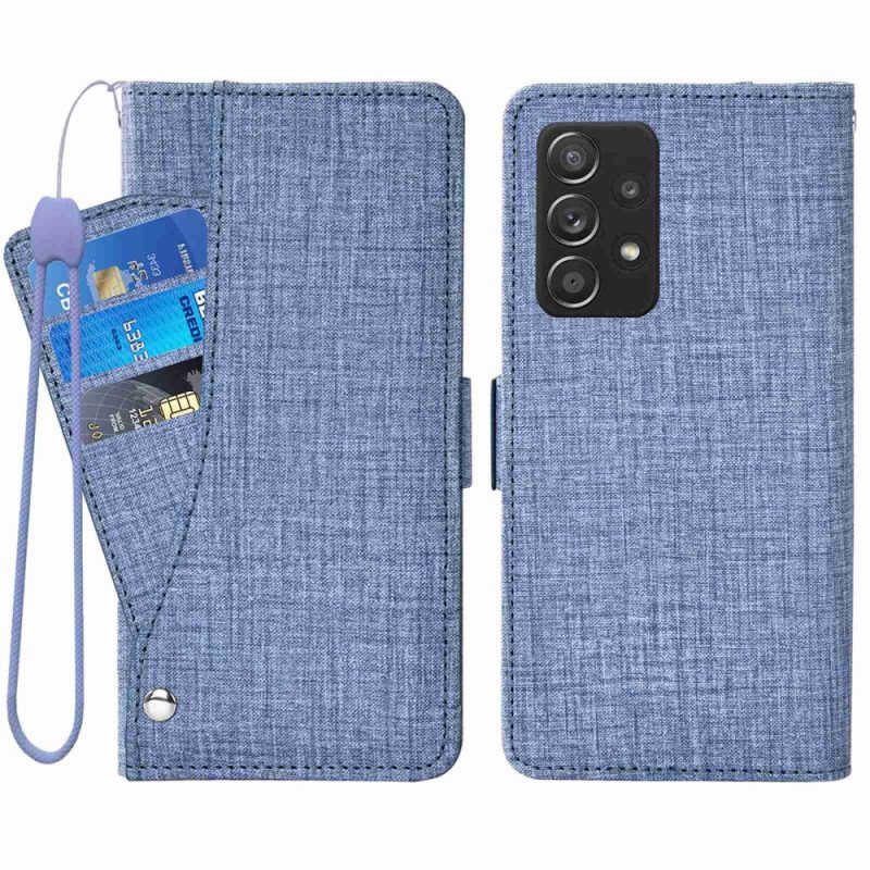 Folio Deksel Til Samsung Galaxy A53 5G Jeans Med Roterende Kortholder