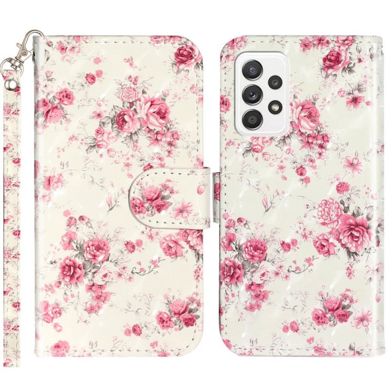 Folio Deksel Til Samsung Galaxy A53 5G Med Kjede Stropp Liberty Flowers