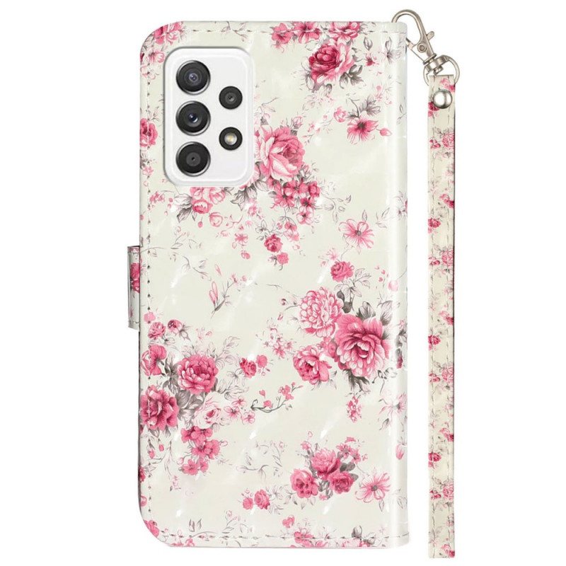 Folio Deksel Til Samsung Galaxy A53 5G Med Kjede Stropp Liberty Flowers