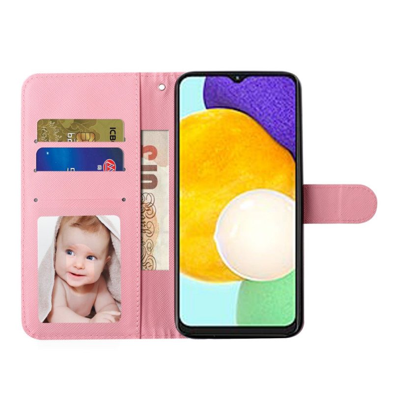 Folio Deksel Til Samsung Galaxy A53 5G Med Kjede Stropp Liberty Flowers