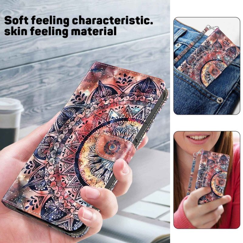 Folio Deksel Til Sony Xperia 1 IV Med Kjede Fargerik Strappy Mandala