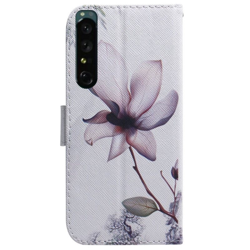 Lærdeksel Til Sony Xperia 1 IV Vintage Roseblomst