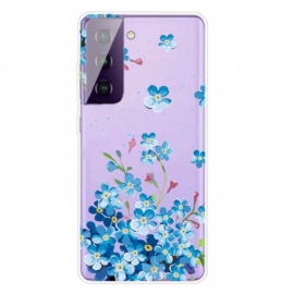 Deksel Til Samsung Galaxy S21 FE Blå Blomster