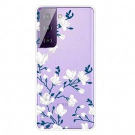 Deksel Til Samsung Galaxy S21 FE Hvite Blomster