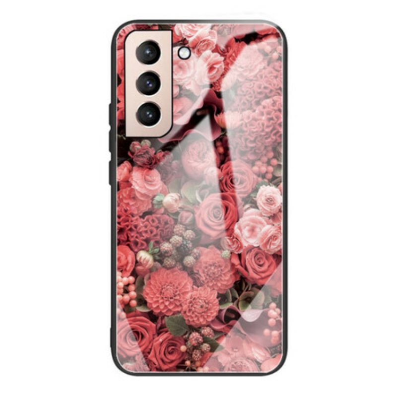 Deksel Til Samsung Galaxy S21 FE Rose Blomster Herdet Glass