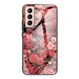 Deksel Til Samsung Galaxy S21 FE Rose Blomster Herdet Glass