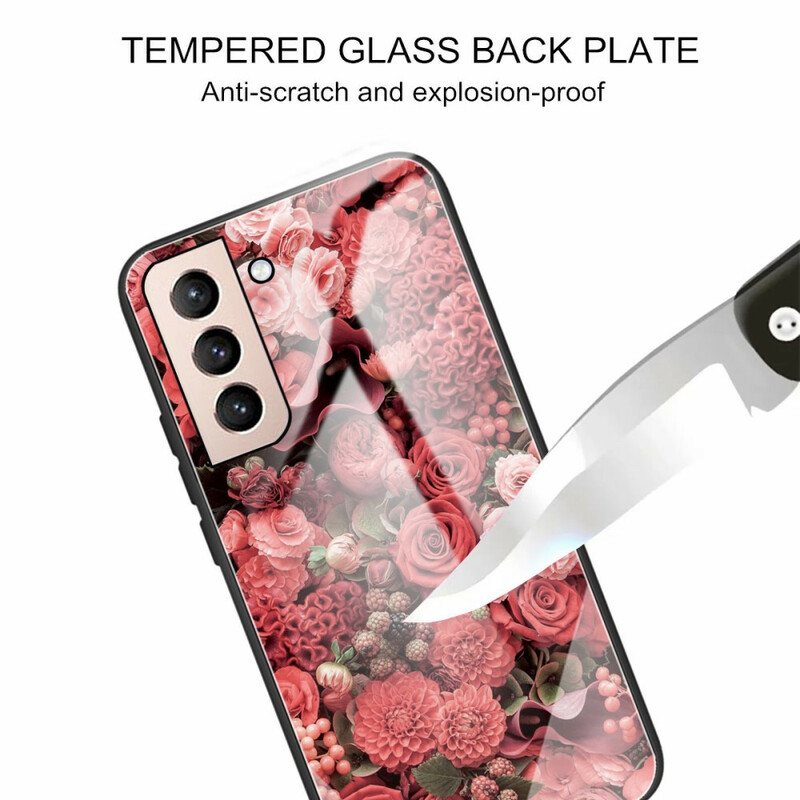 Deksel Til Samsung Galaxy S21 FE Rose Blomster Herdet Glass