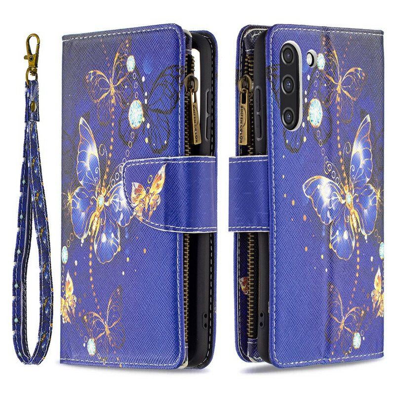 Folio Deksel Til Samsung Galaxy S21 FE Butterflies Butterflies Zip Pouch