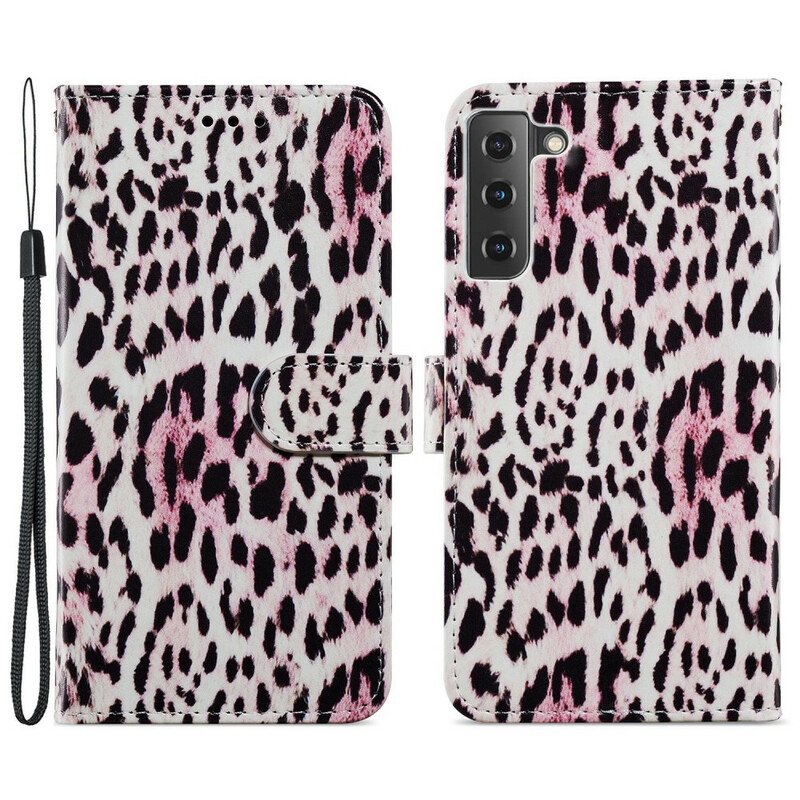 Folio Deksel Til Samsung Galaxy S21 FE Leopard Mønster