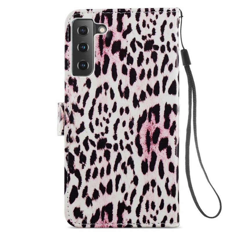 Folio Deksel Til Samsung Galaxy S21 FE Leopard Mønster