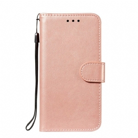 Folio Deksel Til Samsung Galaxy S21 FE Med Kjede Solid Color Series Strappy