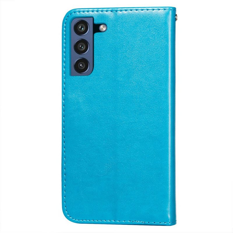 Folio Deksel Til Samsung Galaxy S21 FE Med Kjede Solid Color Series Strappy