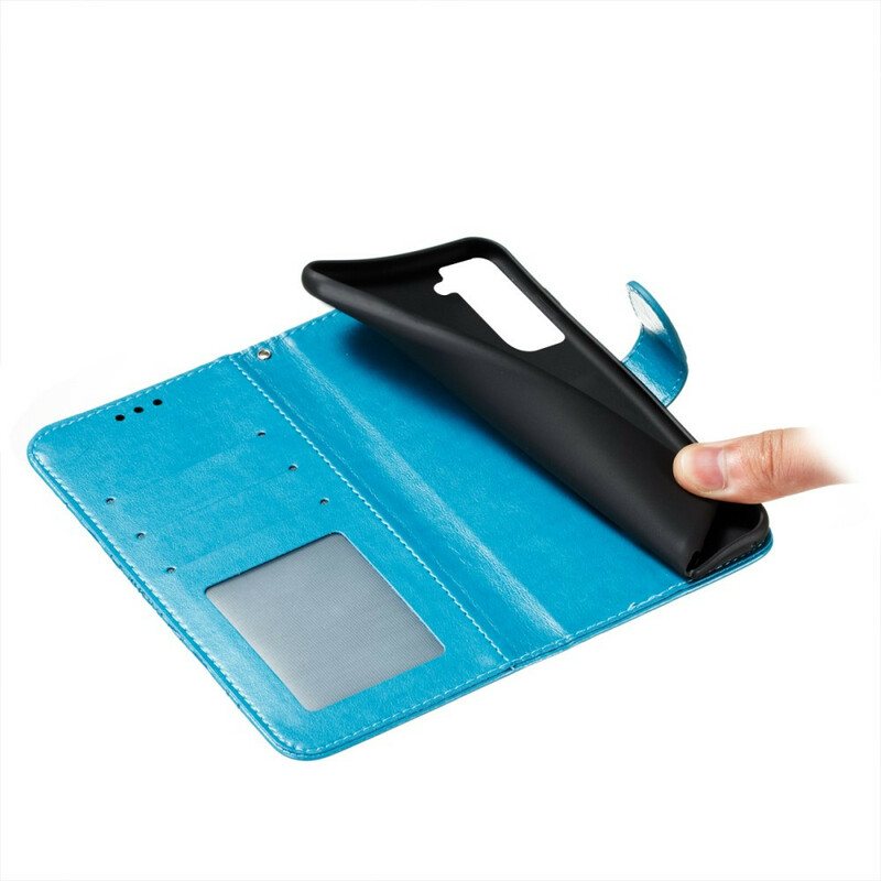 Folio Deksel Til Samsung Galaxy S21 FE Med Kjede Solid Color Series Strappy