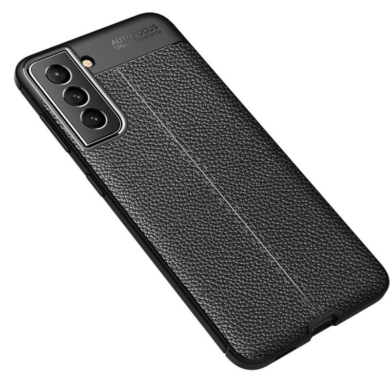 Mobildeksel Til Samsung Galaxy S21 FE Dobbel Linje Litchi Leather Effect