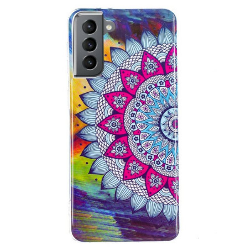 Mobildeksel Til Samsung Galaxy S21 FE Fluorescerende Fargerik Mandala