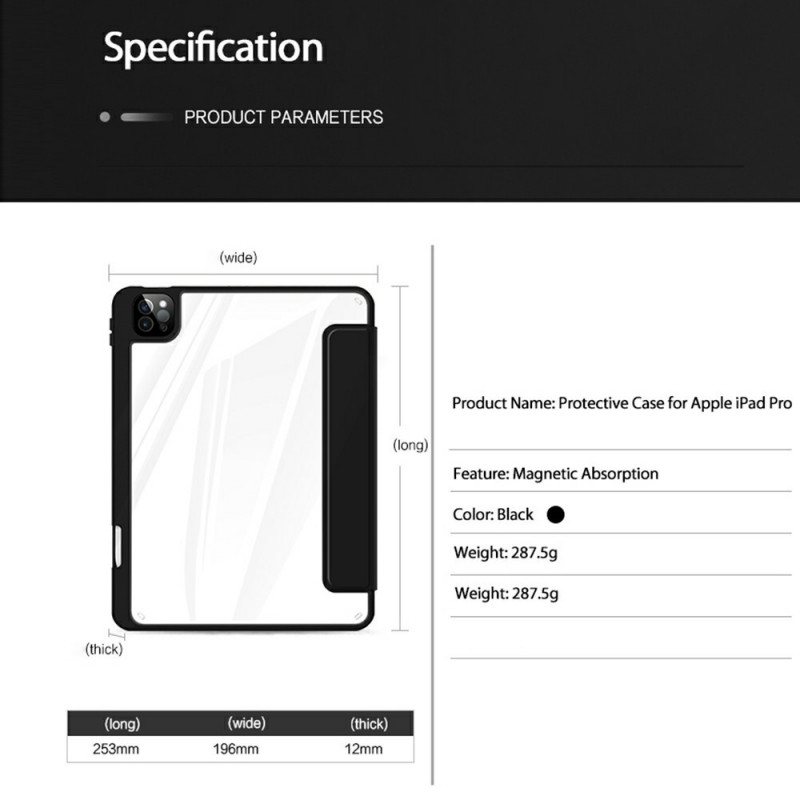 Beskyttelse Deksel Til iPad Pro 12.9" (2020) Avtagbar