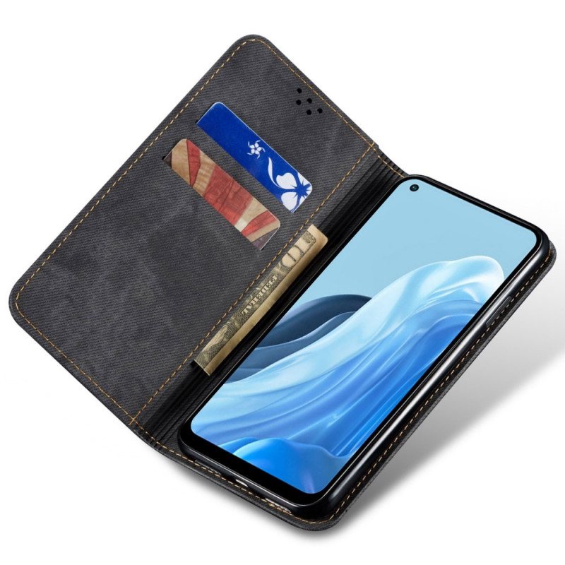 Beskyttelse Deksel Til Oppo Reno 7 Folio Deksel Denim Stoff