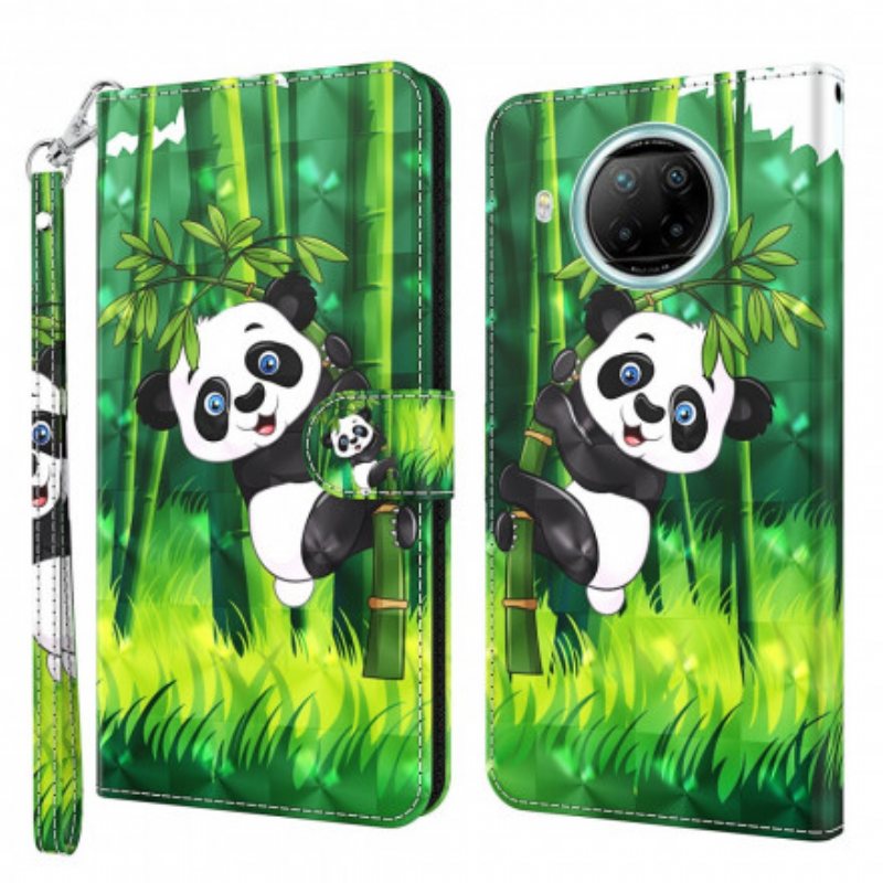 Folio Deksel Til Xiaomi Mi 10T Lite Light Spot Panda Og Bambus