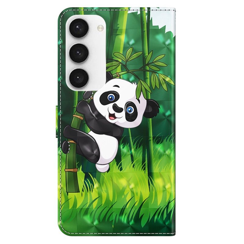 Folio Deksel Samsung Galaxy S24 5g Bambus Panda Med Stropp Beskyttelse Deksel