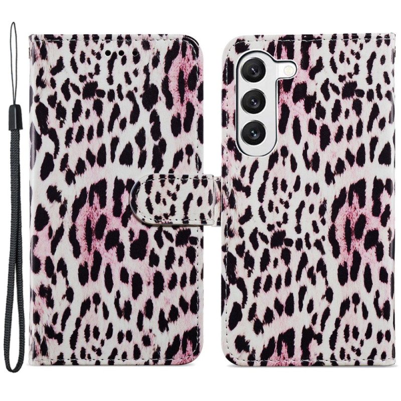 Folio Deksel Samsung Galaxy S24 5g Leopardmønster Med Stropp Beskyttelse Deksel