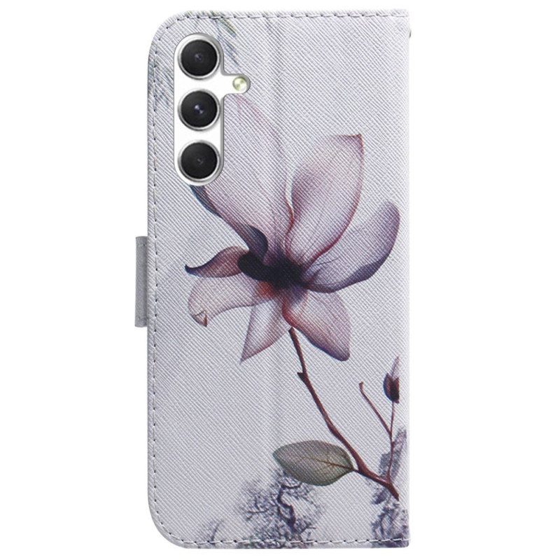 Folio Deksel Samsung Galaxy S24 5g Rosa Blomst