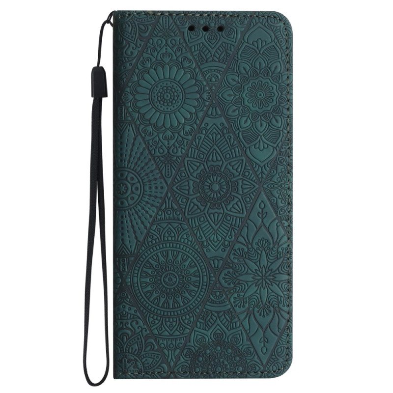 Folio Deksel Til Samsung Galaxy S24 5g Strap Tapestry Style