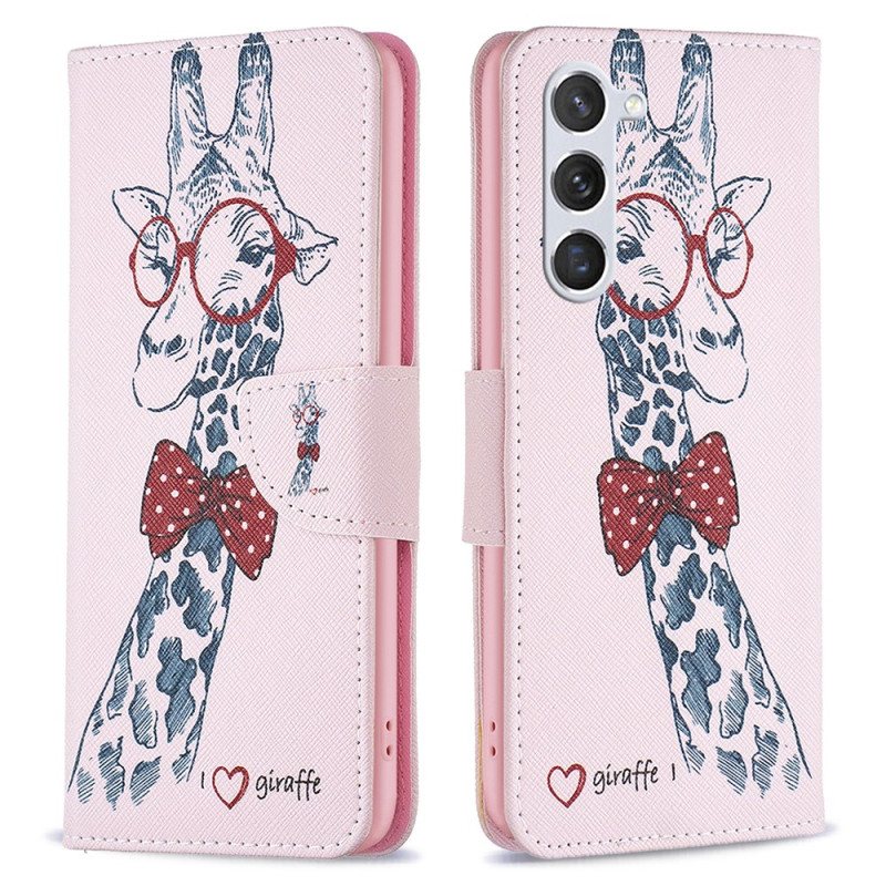 Lærdeksel Folio Deksel Samsung Galaxy S24 5g Mobildeksel Intello Giraffe