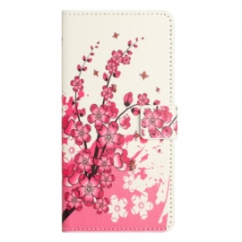 Lærdeksel Folio Deksel Samsung Galaxy S24 5g Tropiske Blomster