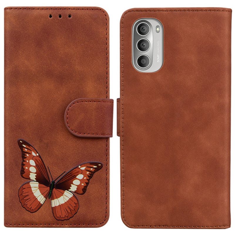 Folio Deksel Til Moto G51 5G Skin-touch Butterfly