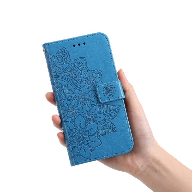 Folio Deksel Til Xiaomi Redmi Note 12 Pro Med Kjede Rem Blomst Mandala