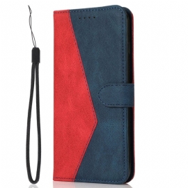 Folio Deksel Til Xiaomi Redmi Note 12 Pro Med Kjede Tofarget Stropp
