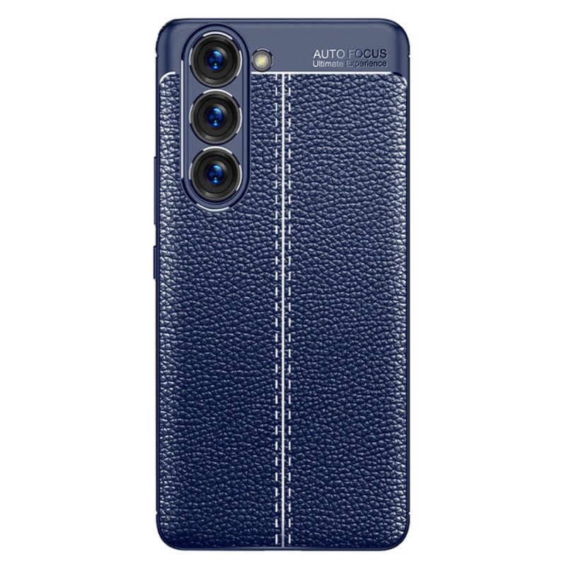 Deksel Til Samsung Galaxy S23 5G Dobbel Linje Litchi Leather Effect