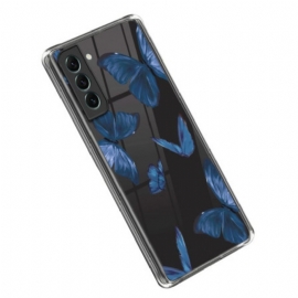 Deksel Til Samsung Galaxy S23 5G Sømløse Blå Sommerfugler