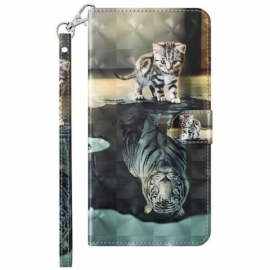 Folio Deksel Til Samsung Galaxy S23 5G Med Kjede Strappy Kitten Dream