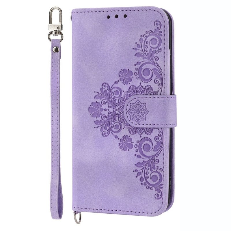 Folio Deksel Til Samsung Galaxy S23 5G Med Kjede Strappy Lace Mandala