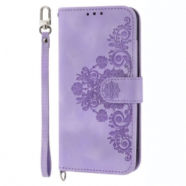 Folio Deksel Til Samsung Galaxy S23 5G Med Kjede Strappy Lace Mandala