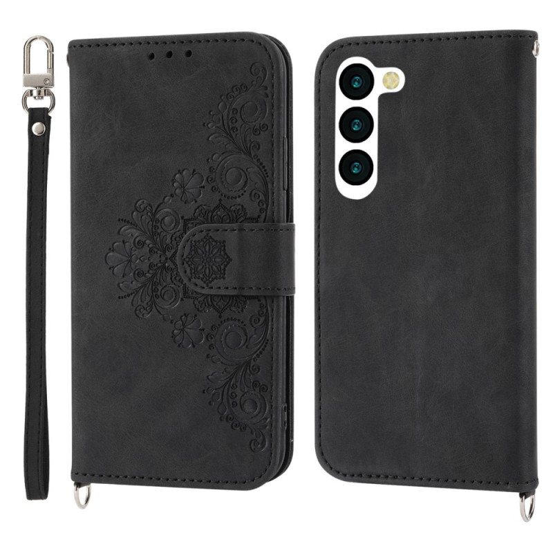 Folio Deksel Til Samsung Galaxy S23 5G Med Kjede Strappy Lace Mandala