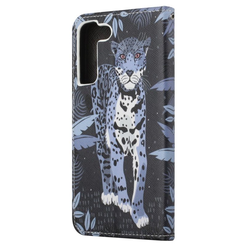 Lærdeksel Til Samsung Galaxy S23 5G Med Kjede Strappy Leopard