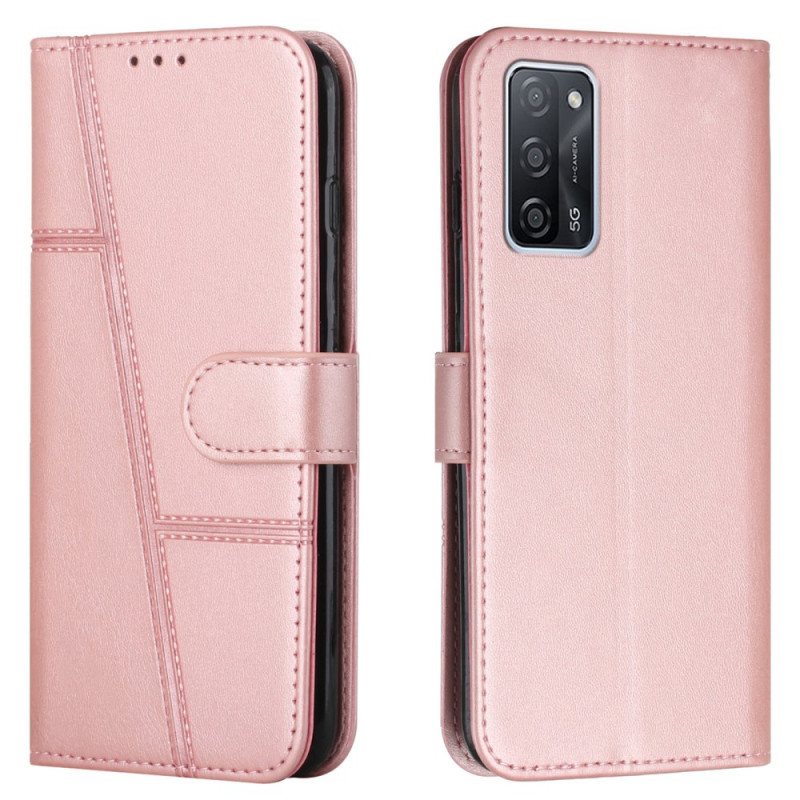 Lærdeksel Til Oppo A16 / A16s Med Kjede Strappy Geo Leather Effect