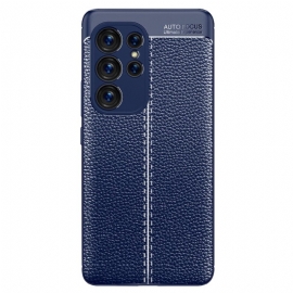 Deksel Til Samsung Galaxy S23 Ultra 5G Dobbel Linje Litchi Leather Effect