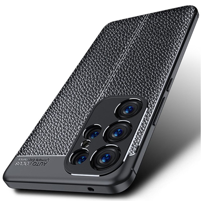 Deksel Til Samsung Galaxy S23 Ultra 5G Dobbel Linje Litchi Leather Effect