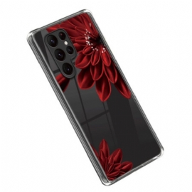 Deksel Til Samsung Galaxy S23 Ultra 5G Røde Blomster