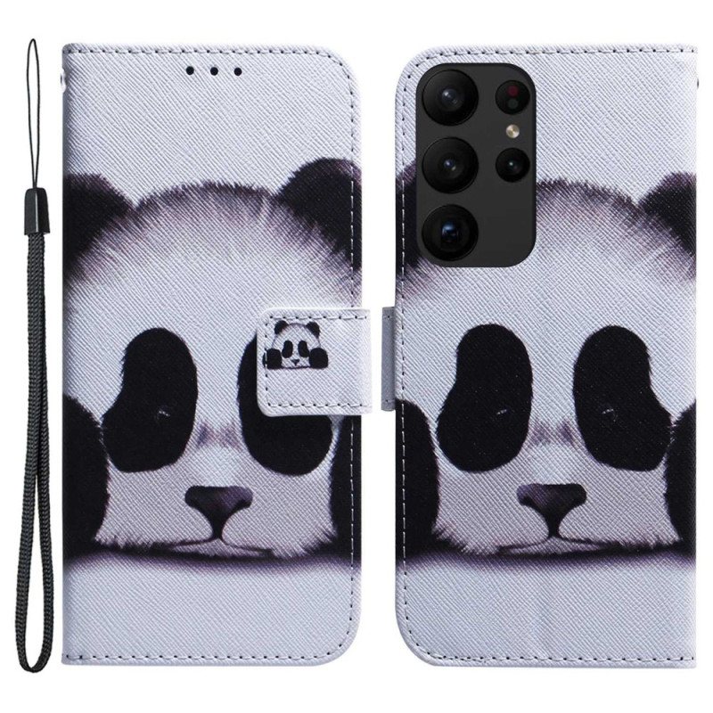 Folio Deksel Til Samsung Galaxy S23 Ultra 5G Med Kjede Min Lanyard Panda