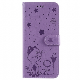 Folio Deksel Til Samsung Galaxy S23 Ultra 5G Med Kjede Strappy Cat And Bees