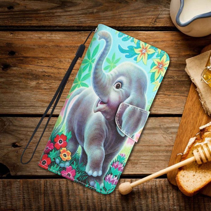 Folio Deksel Til Samsung Galaxy S23 Ultra 5G Med Kjede Thong Elephant