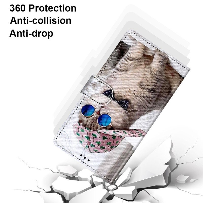 Lærdeksel Til Samsung Galaxy S23 Ultra 5G Med Kjede Yo Cat Med Stropp