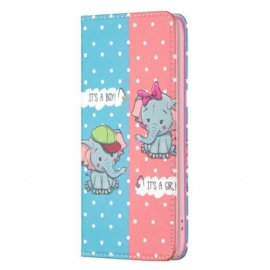 Beskyttelse Deksel Til iPhone 14 Pro Max Folio Deksel Babyelefanter