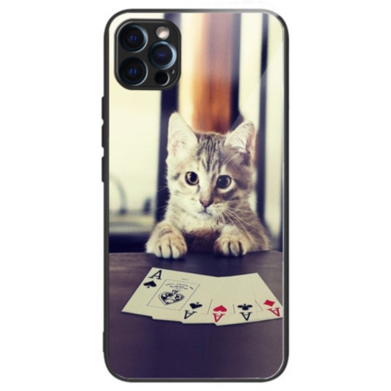 Deksel Til iPhone 14 Pro Max Poker Cat Herdet Glass