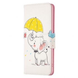 Folio Deksel Til iPhone 14 Pro Max Elefant I Regnet